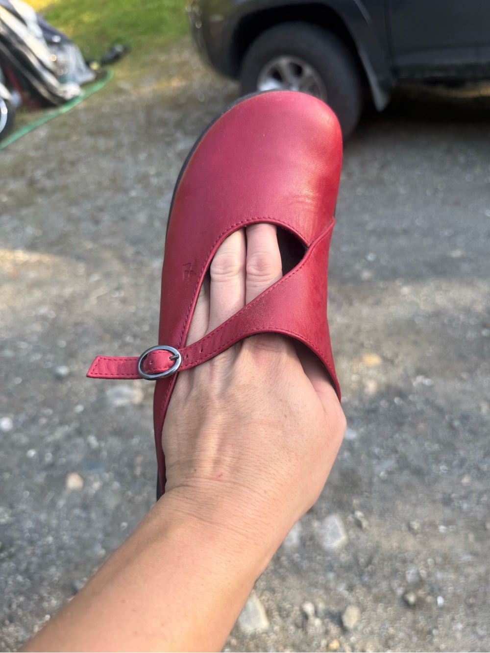 Sanita Women's Red Mary Jane Leather Flat - Classic Comfort